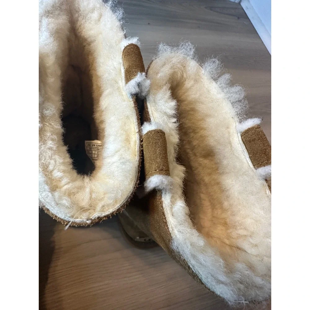 UGG Classic Suede Shearling Mid Calf Boots Chestnut Brown 1098078 Womens 7